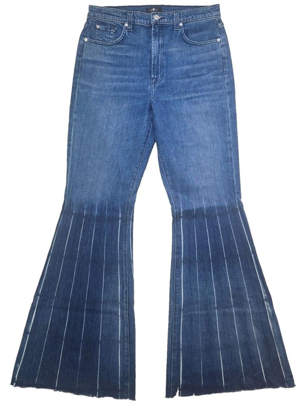 7 For All Mankind Two-Tone Blue Flared Panel Jeans